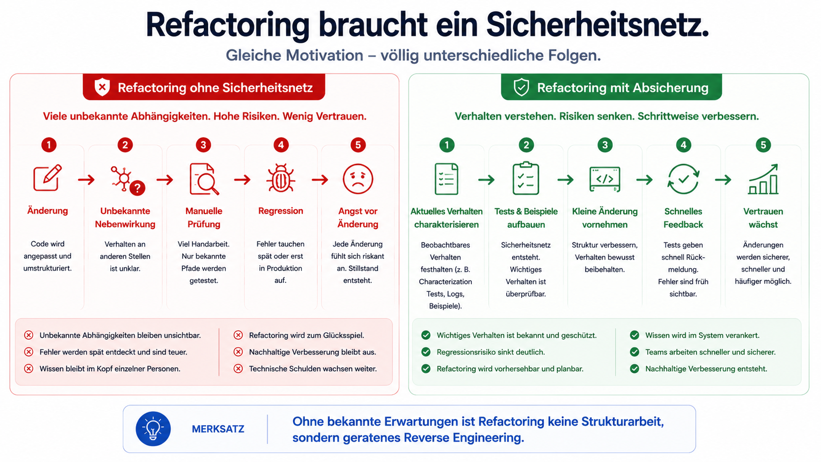 Ohne bekannte Erwartungen ist Refactoring keine Strukturarbeit, sondern geratenes Reverse Engineering.