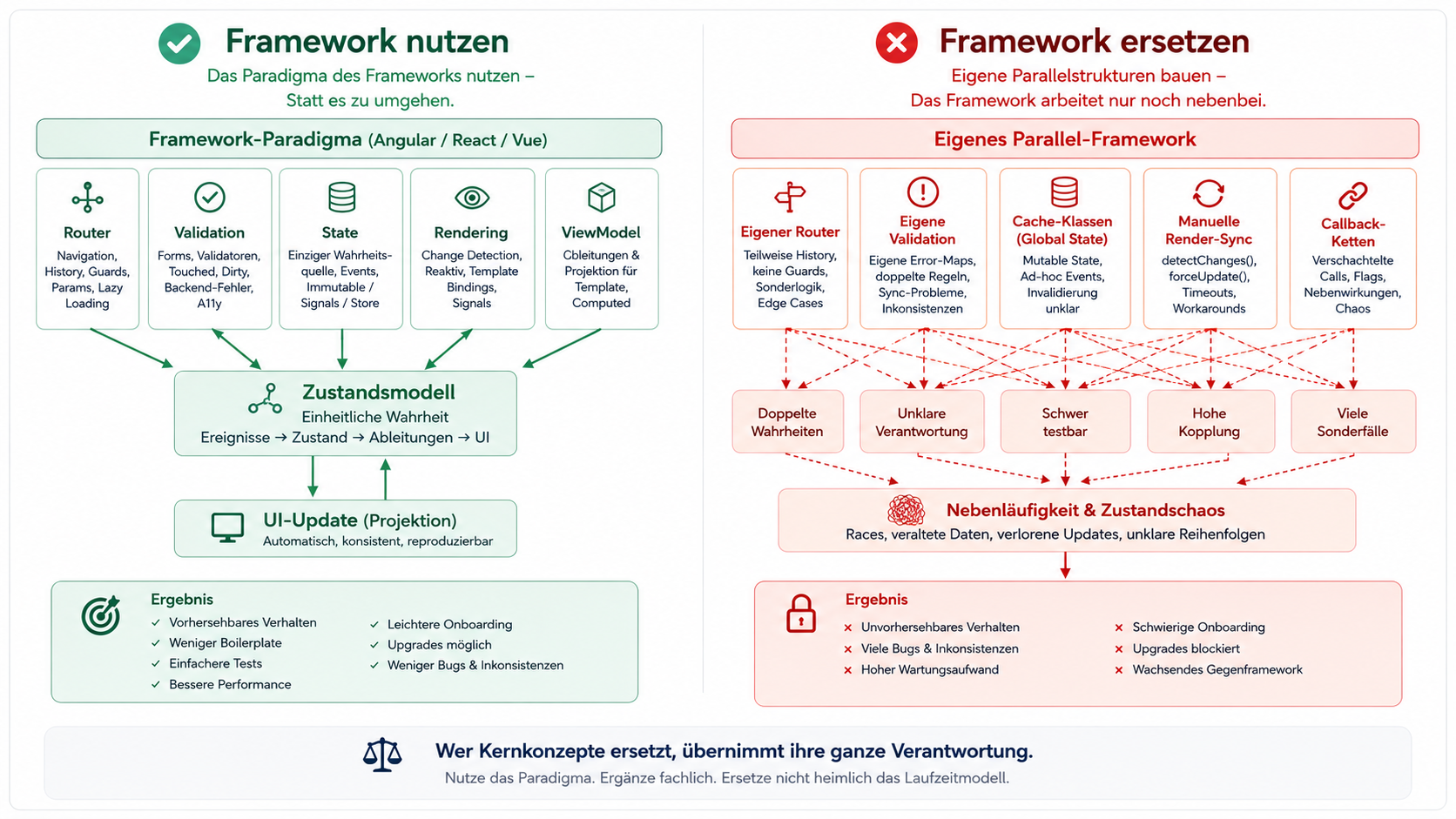 Wer Kernkonzepte ersetzt, übernimmt ihre ganze Verantwortung.